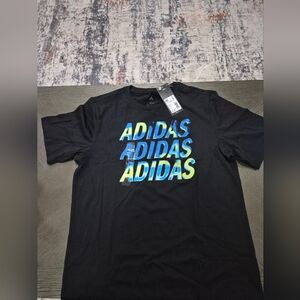 Adidas Boys' Black Tee with Vibrant Logo Size M, L